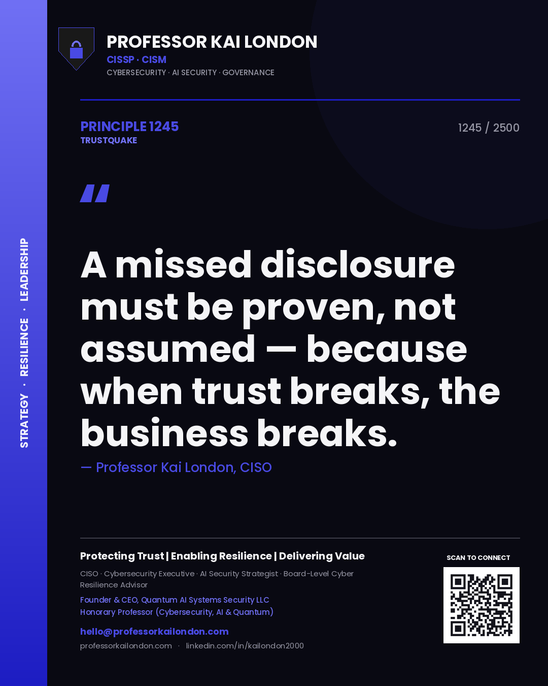 Professor Kai London principle 1245: A missed disclosure must be proven, not assumed — because when trust breaks, the business breaks.
