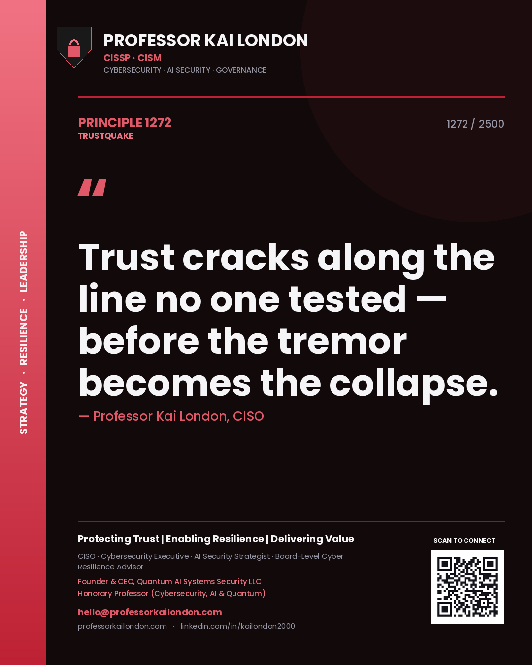 Professor Kai London principle 1272: Trust cracks along the line no one tested — before the tremor becomes the collapse.