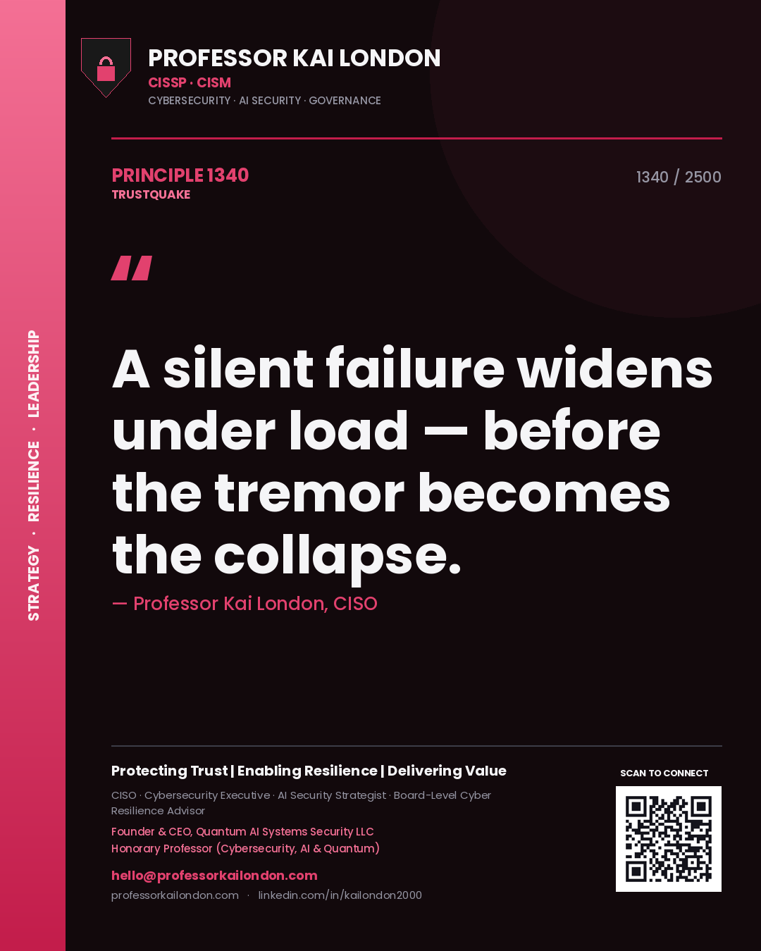 Professor Kai London principle 1340: A silent failure widens under load — before the tremor becomes the collapse.