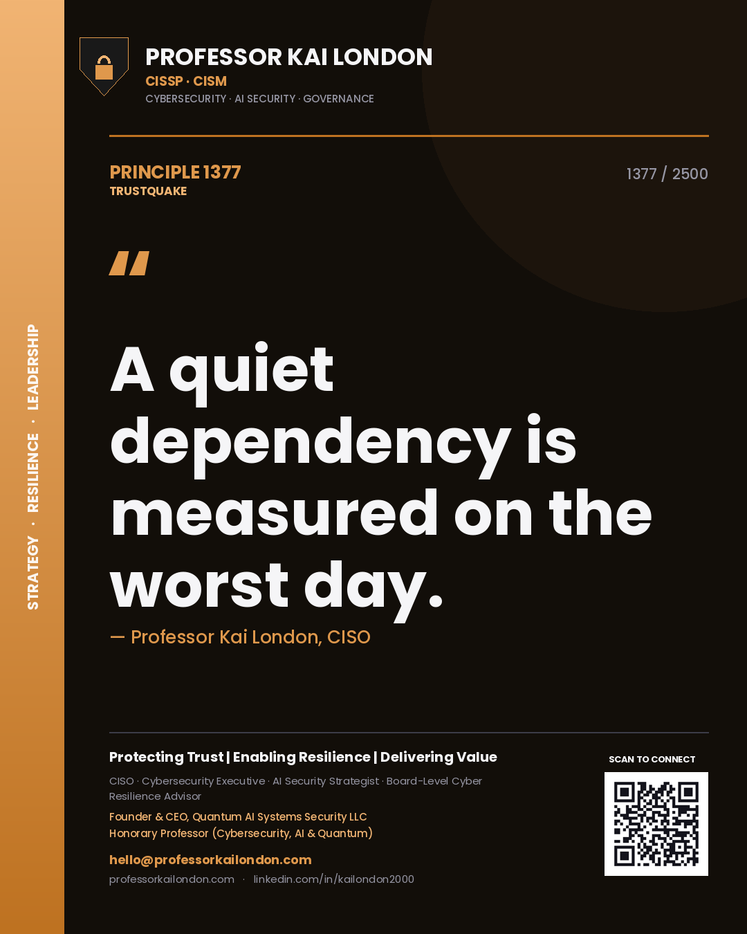 Professor Kai London principle 1377: A quiet dependency is measured on the worst day.