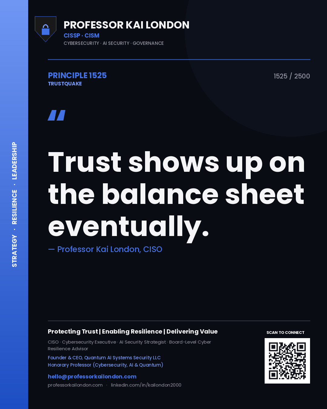 Professor Kai London principle 1525: Trust shows up on the balance sheet eventually.