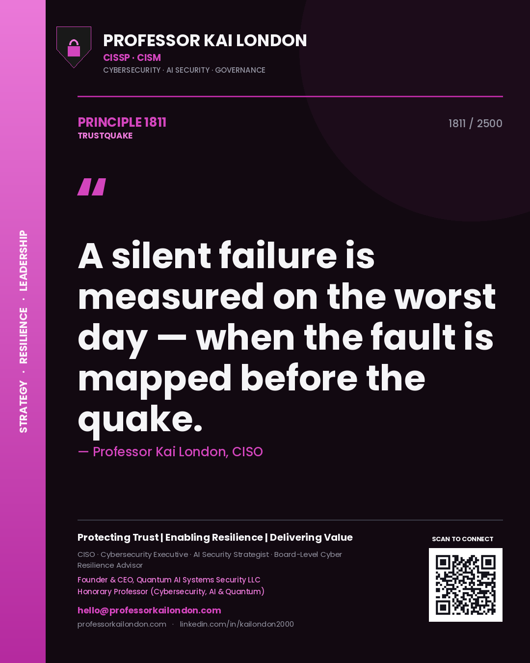 Professor Kai London principle 1811: A silent failure is measured on the worst day — when the fault is mapped before the quake.