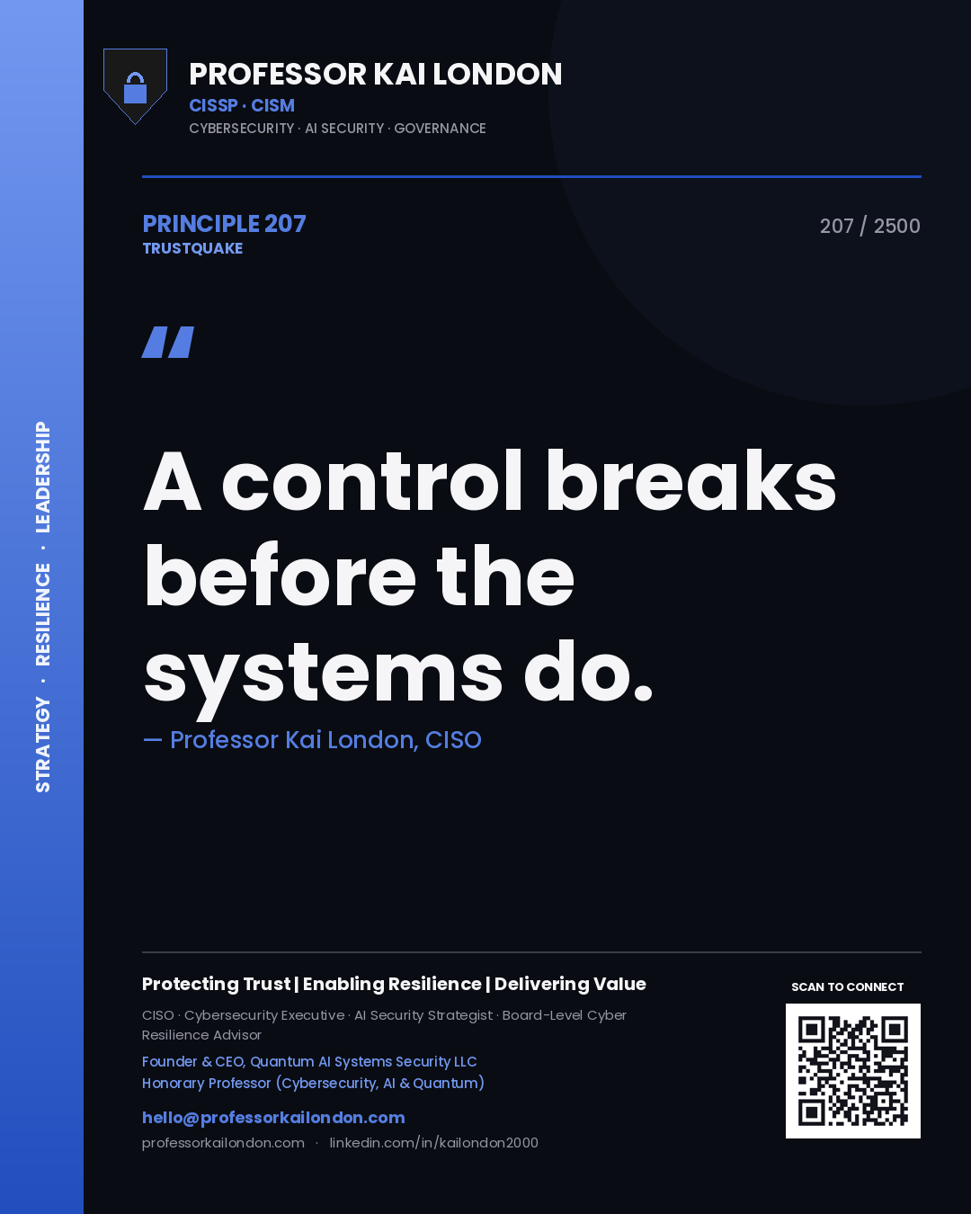 Professor Kai London principle 207: A control breaks before the systems do.