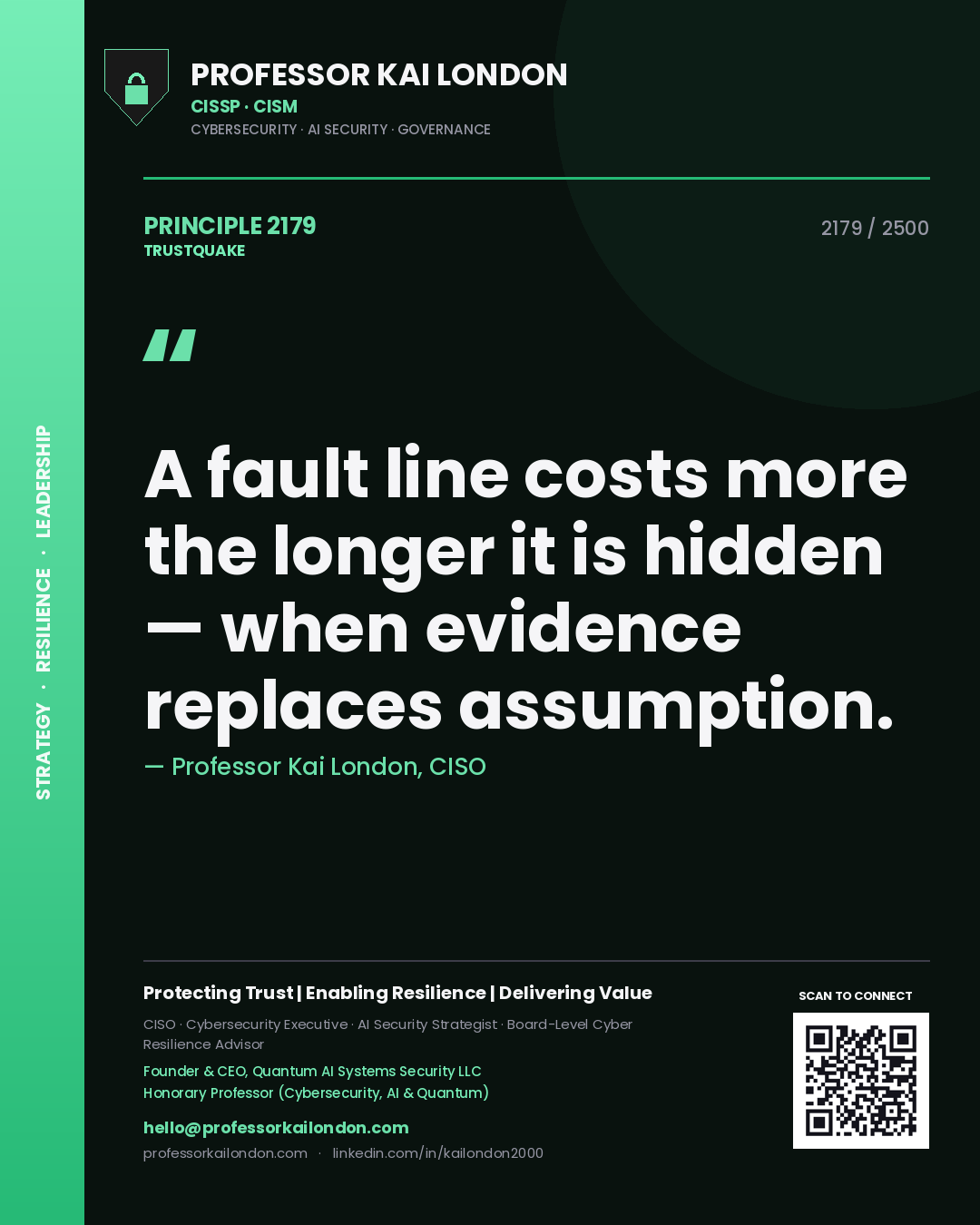 Professor Kai London principle 2179: A fault line costs more the longer it is hidden — when evidence replaces assumption.
