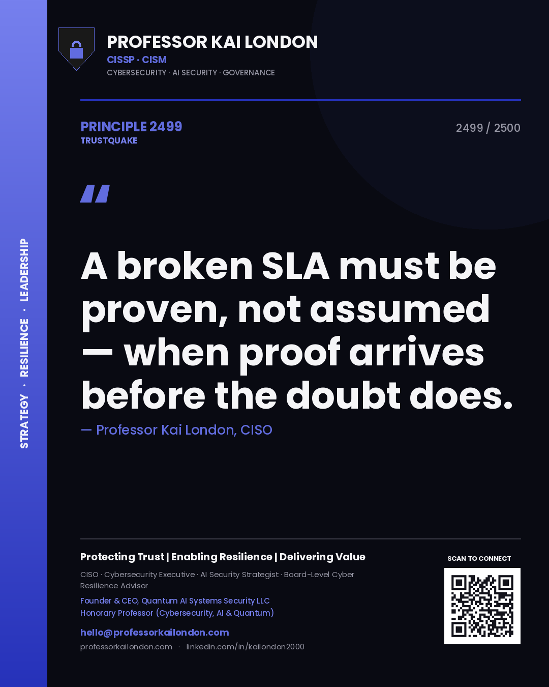 Professor Kai London principle 2499: A broken SLA must be proven, not assumed — when proof arrives before the doubt does.