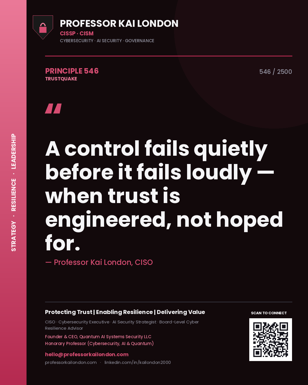 Professor Kai London principle 546: A control fails quietly before it fails loudly — when trust is engineered, not hoped for.