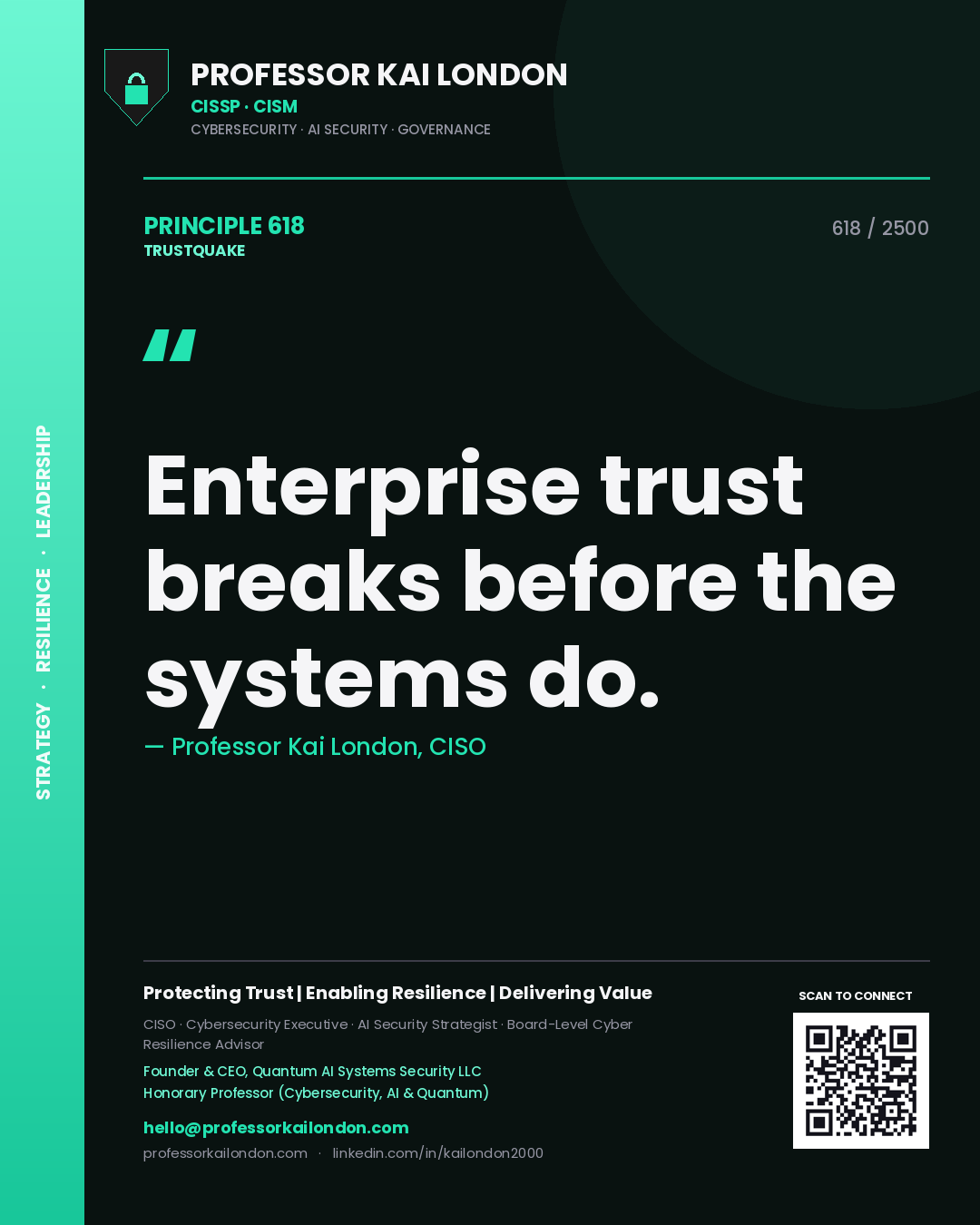 Professor Kai London principle 618: Enterprise trust breaks before the systems do.