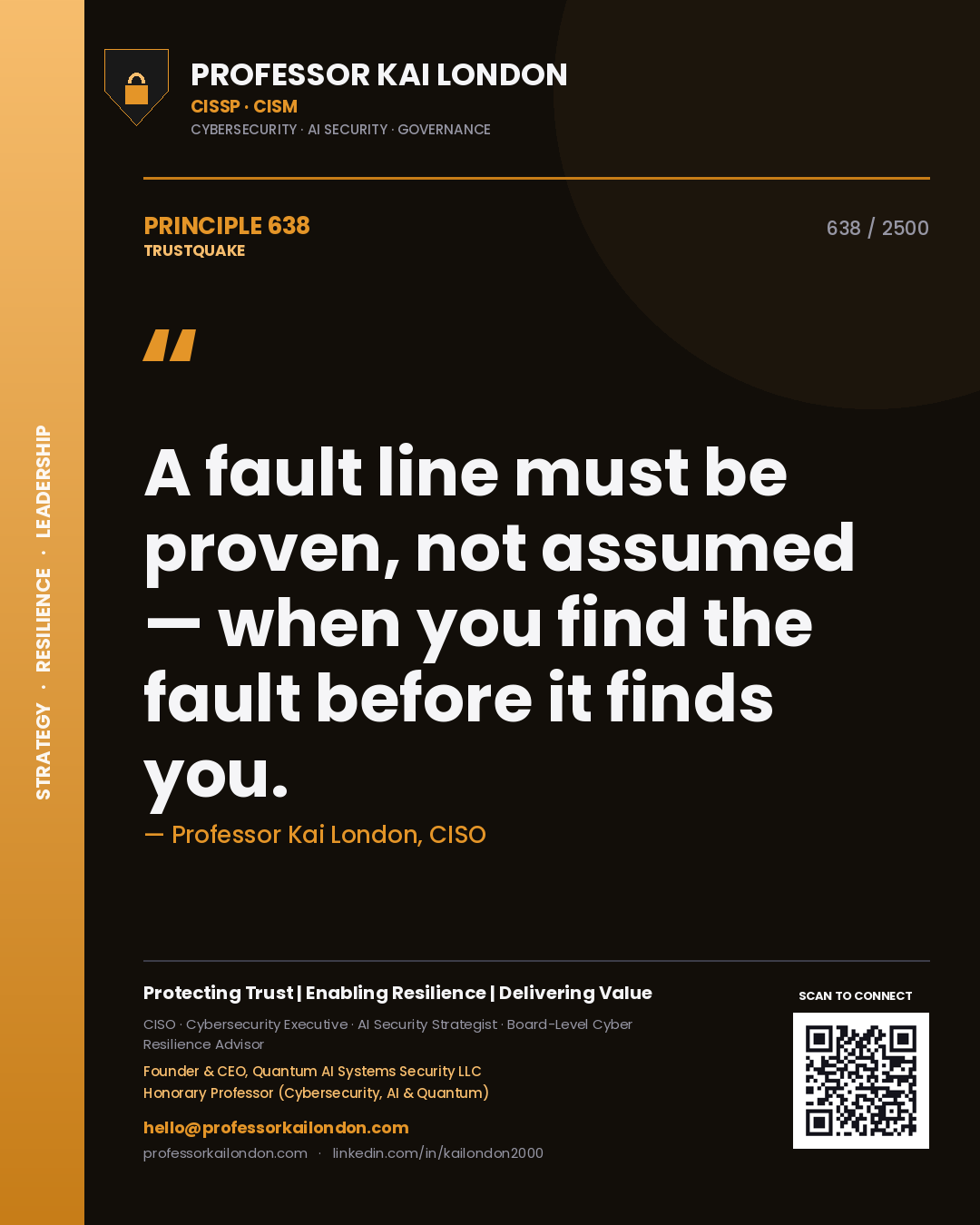 Professor Kai London principle 638: A fault line must be proven, not assumed — when you find the fault before it finds you.