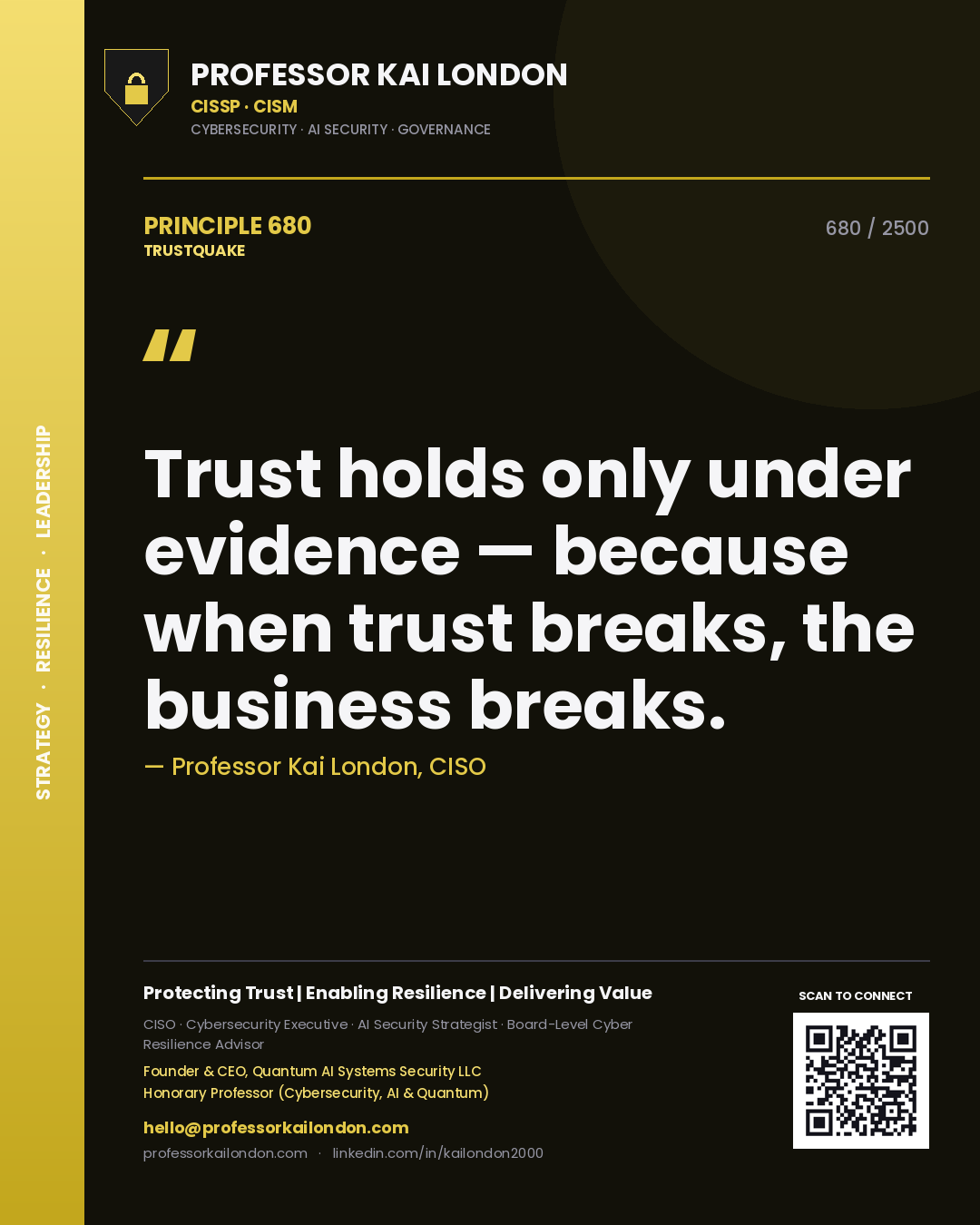 Professor Kai London principle 680: Trust holds only under evidence — because when trust breaks, the business breaks.