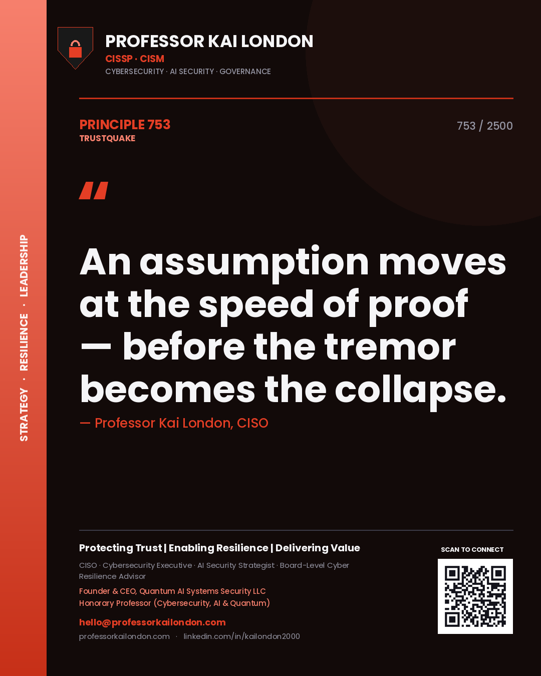 Professor Kai London principle 753: An assumption moves at the speed of proof — before the tremor becomes the collapse.