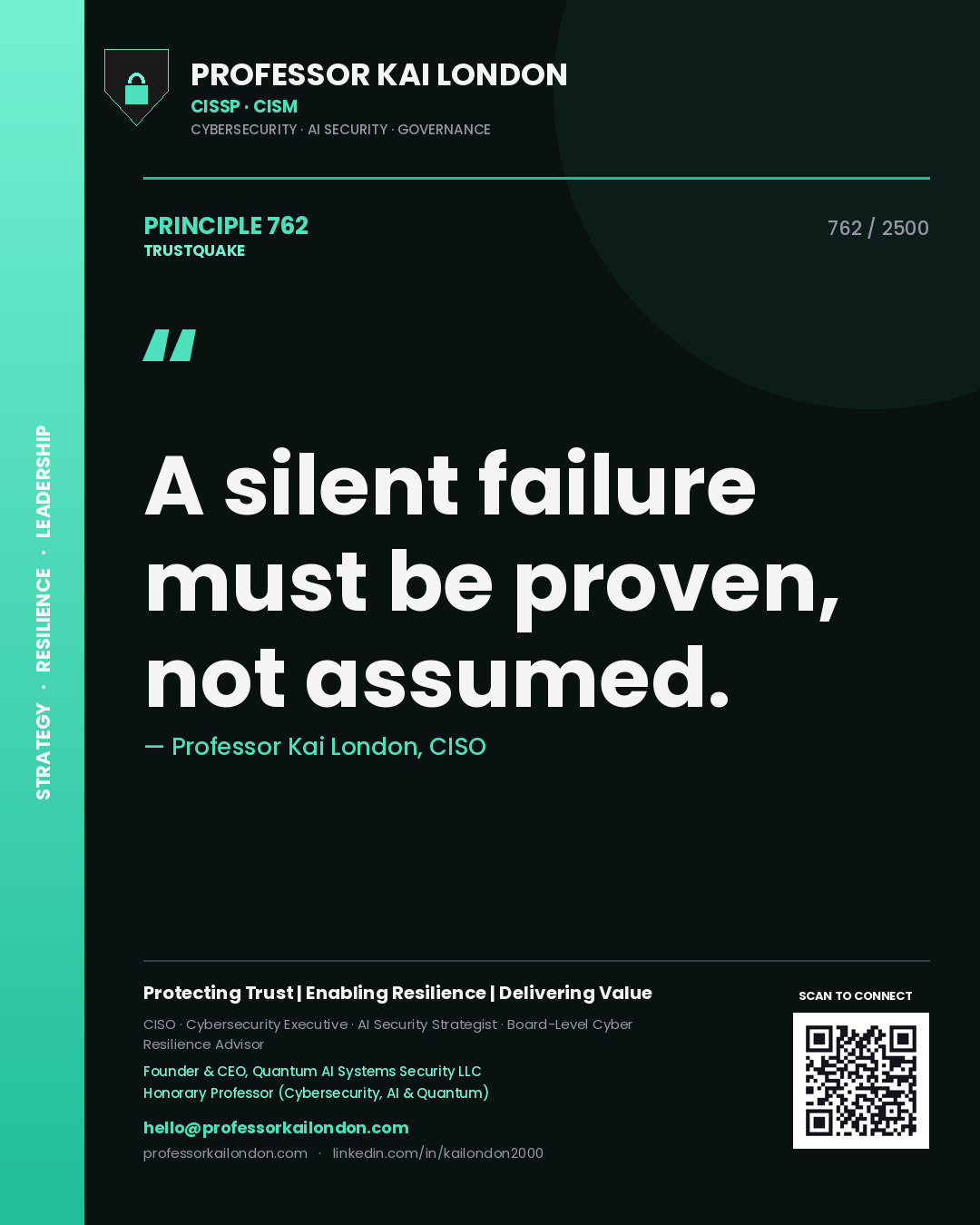 Professor Kai London principle 762: A silent failure must be proven, not assumed.