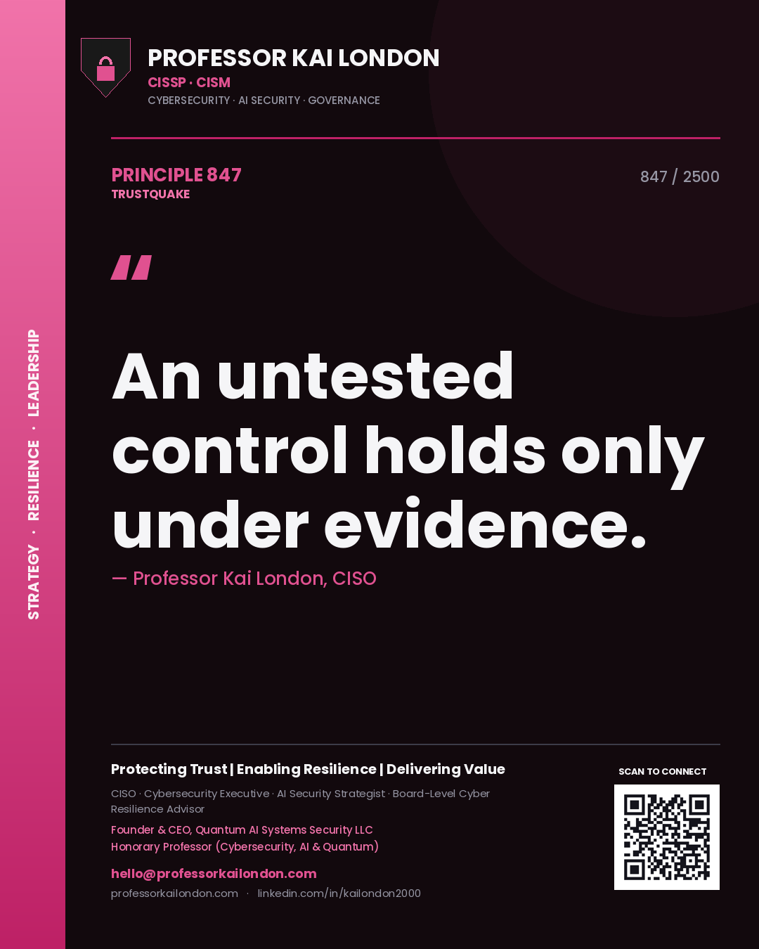 Professor Kai London principle 847: An untested control holds only under evidence.