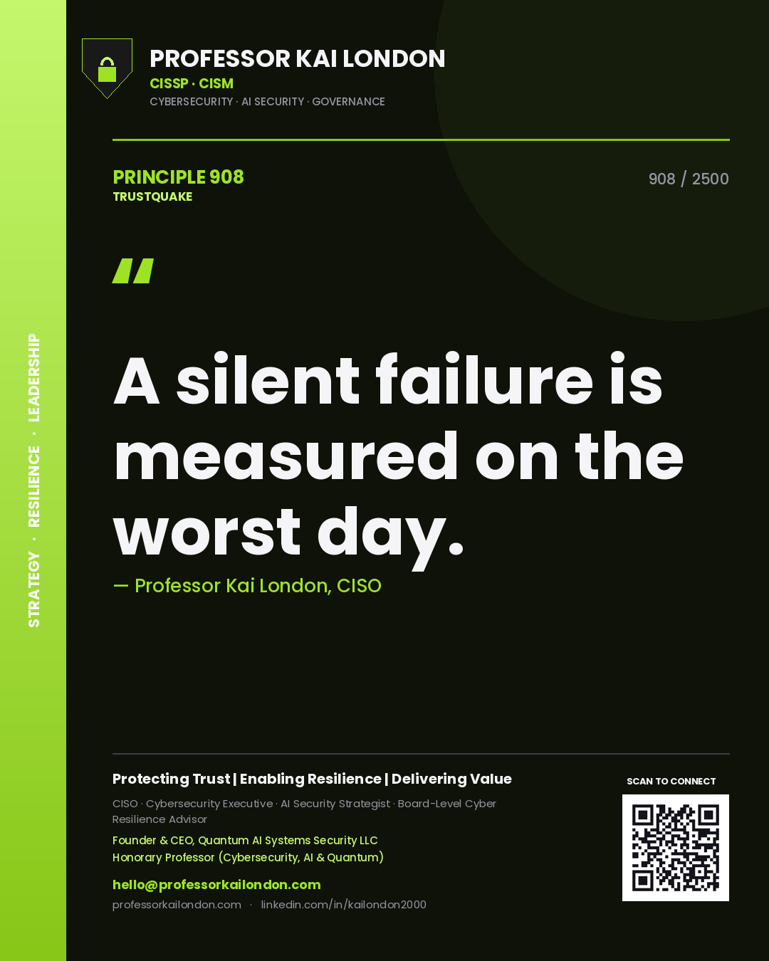 Professor Kai London principle 908: A silent failure is measured on the worst day.